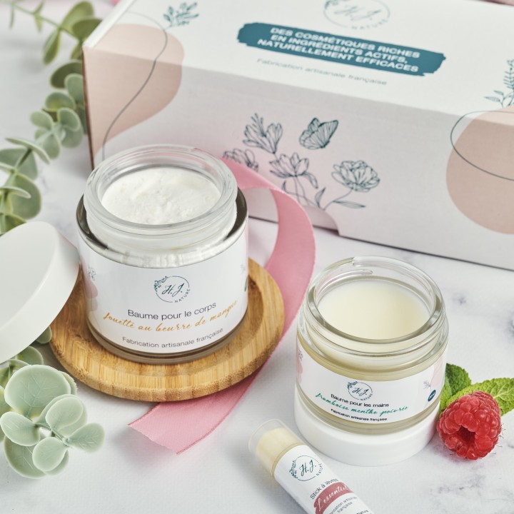 Coffret baume corps au beurre de Mangue + baume mains + stick