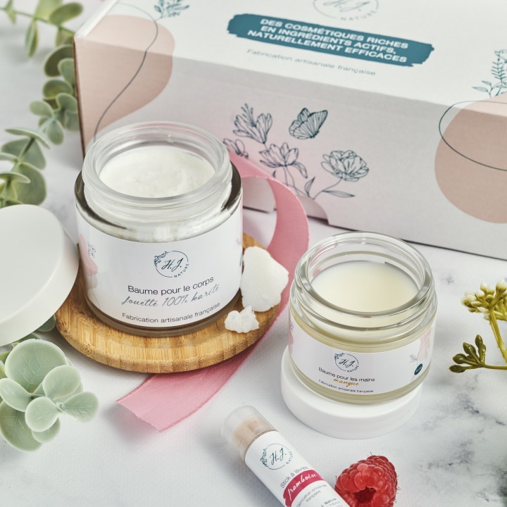 Coffret baume corps 100 % karité - baume mains - stick